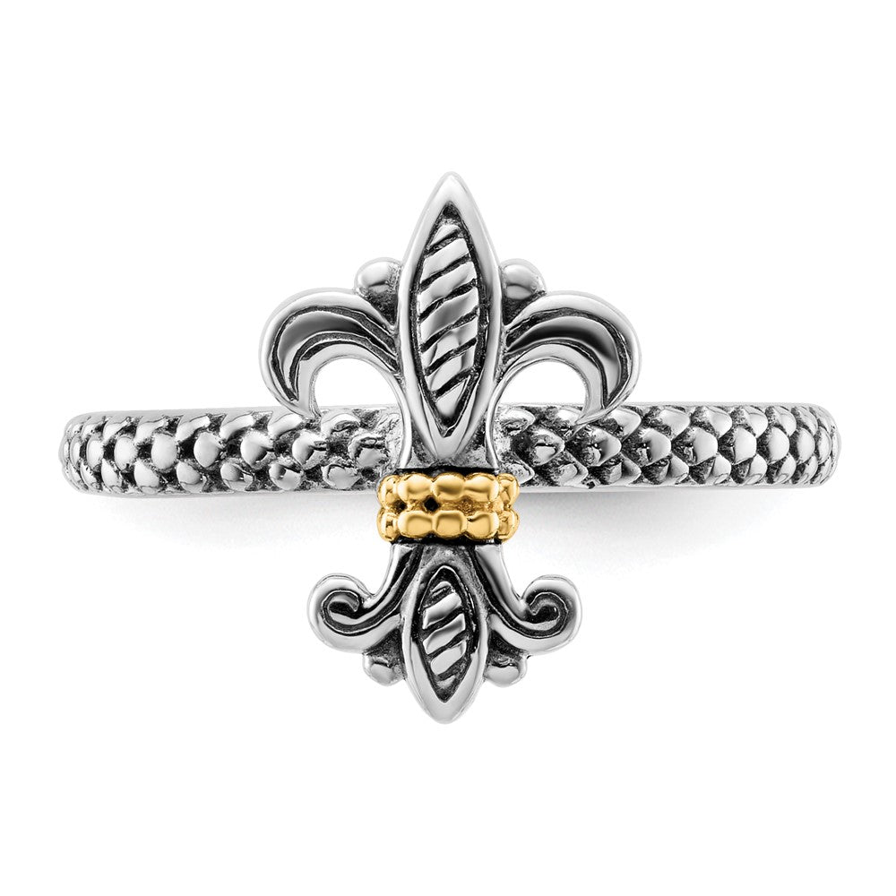 Sterling Silver & 14k Stackable Expressions Antiqued Ring