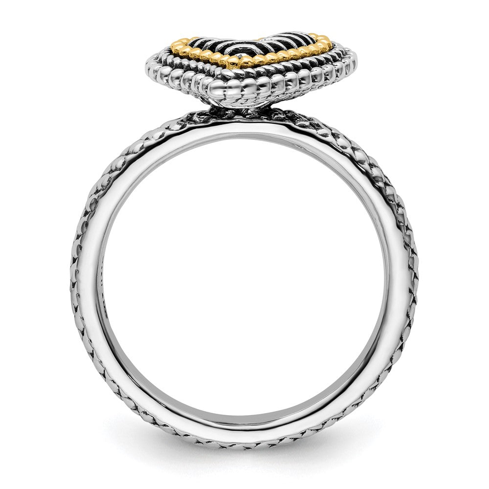 Sterling Silver & 14k Stackable Expressions Antiqued Heart Ring