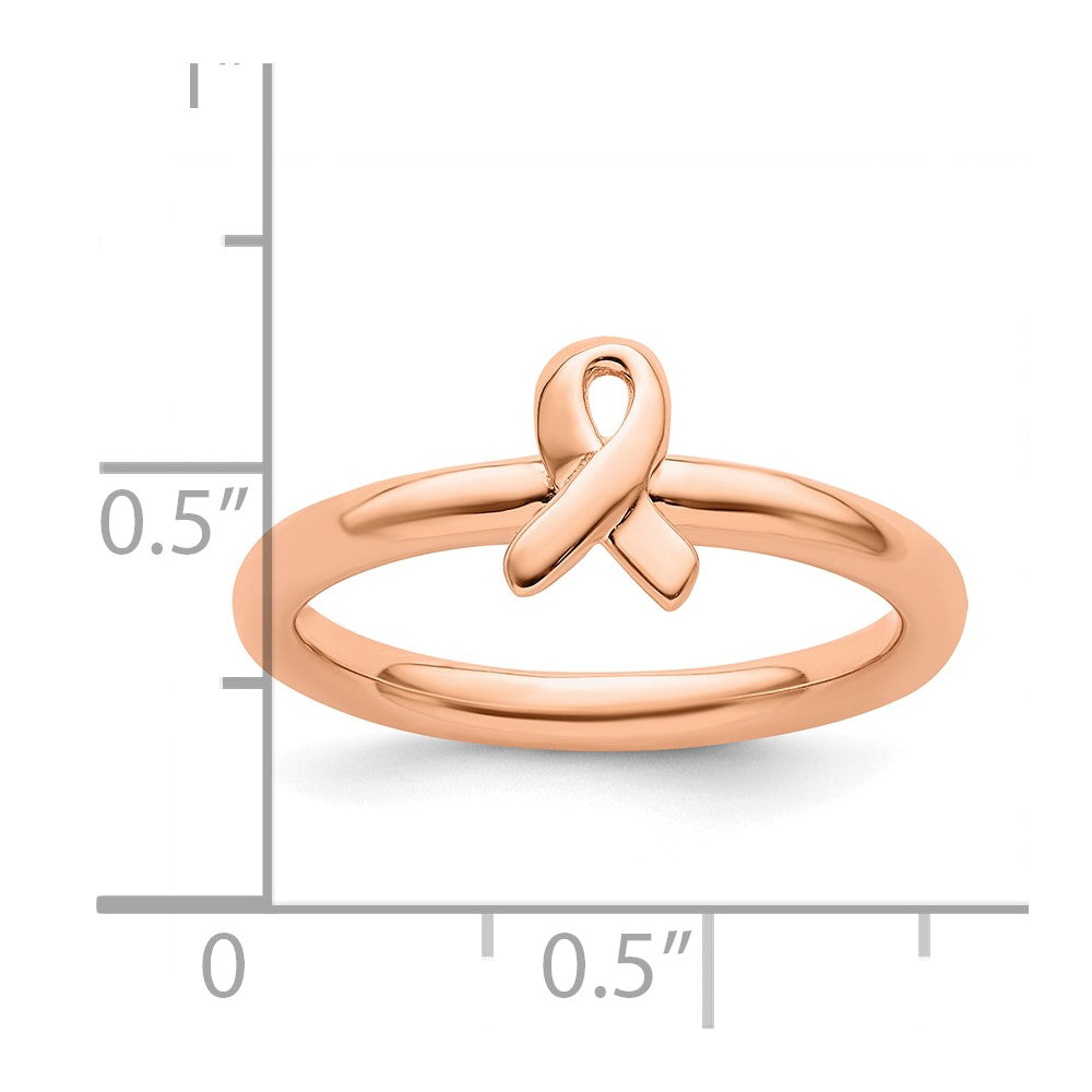 Sterling Silver Stackable Expressions Rose Gold Awareness Ribbon Ring