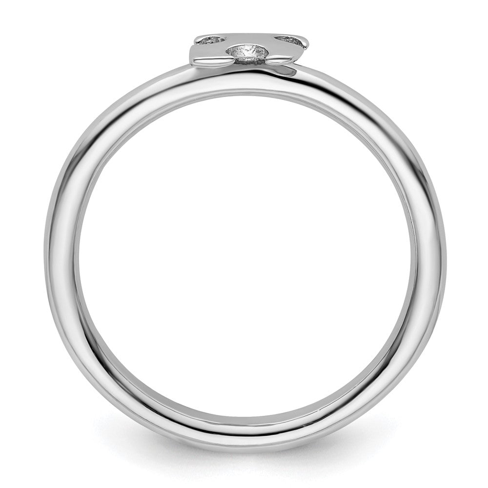 Sterling Silver Stackable Exp. Rhodium-plated Awareness Puzzle Piece Ring