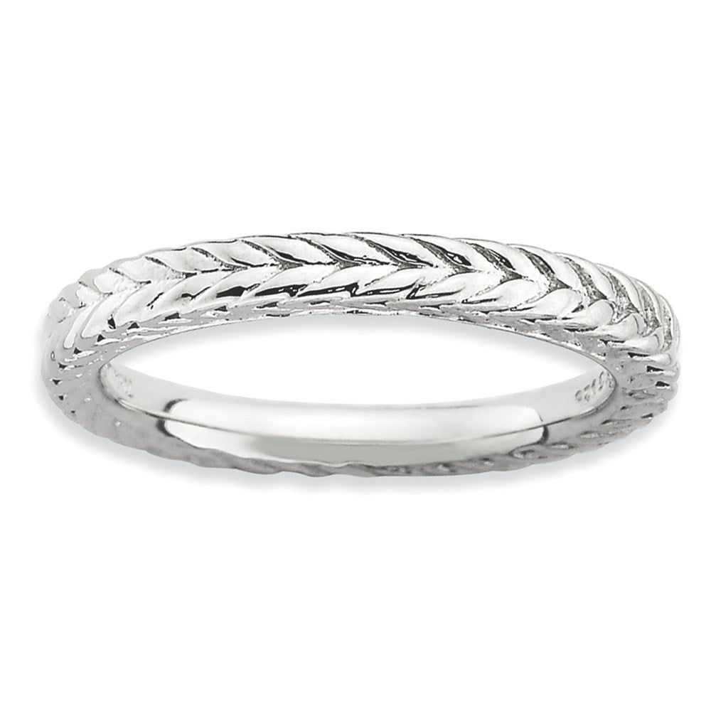 Sterling Silver Stackable Expressions Rhodium-plated Domed Ring
