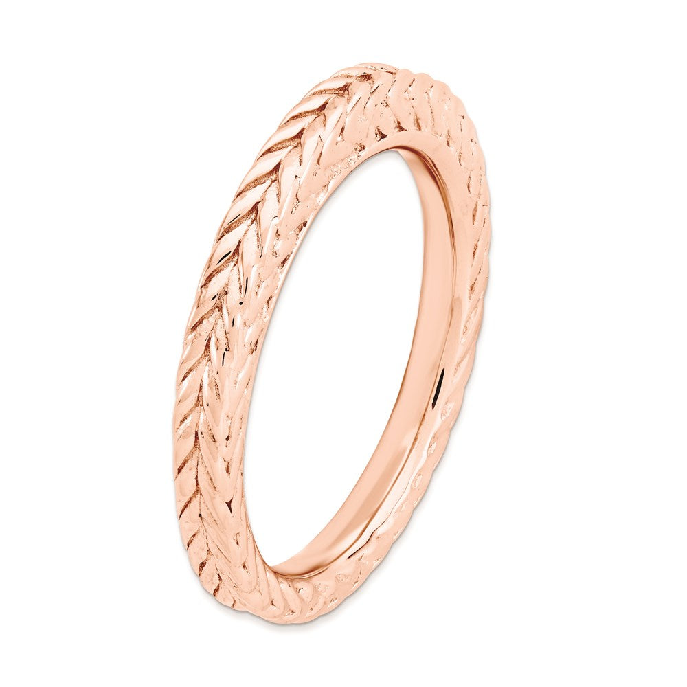 Sterling Silver Stackable Expressions Pink-plated Domed Ring