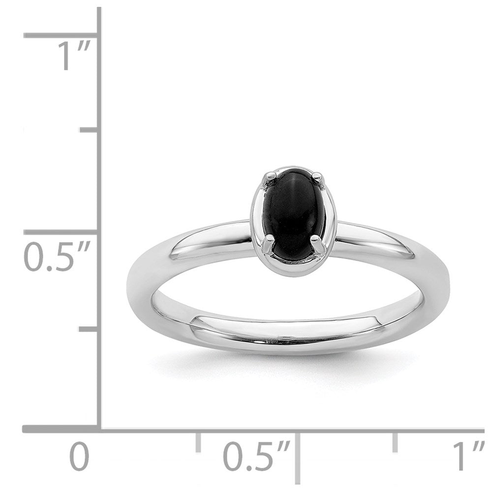 Sterling Silver Stackable Expressions Onyx Polished Ring
