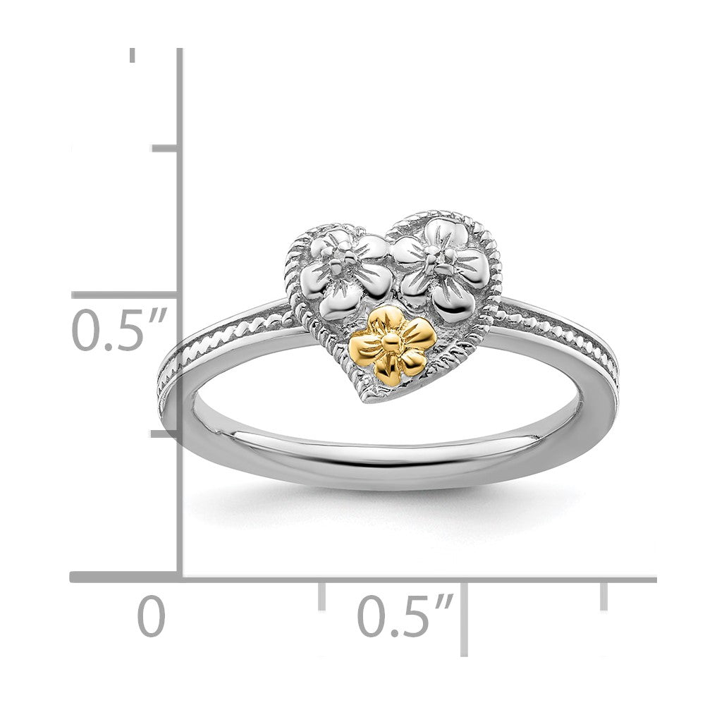 Sterling Silver & 14k Stackable Expressions Diamond Heart Ring