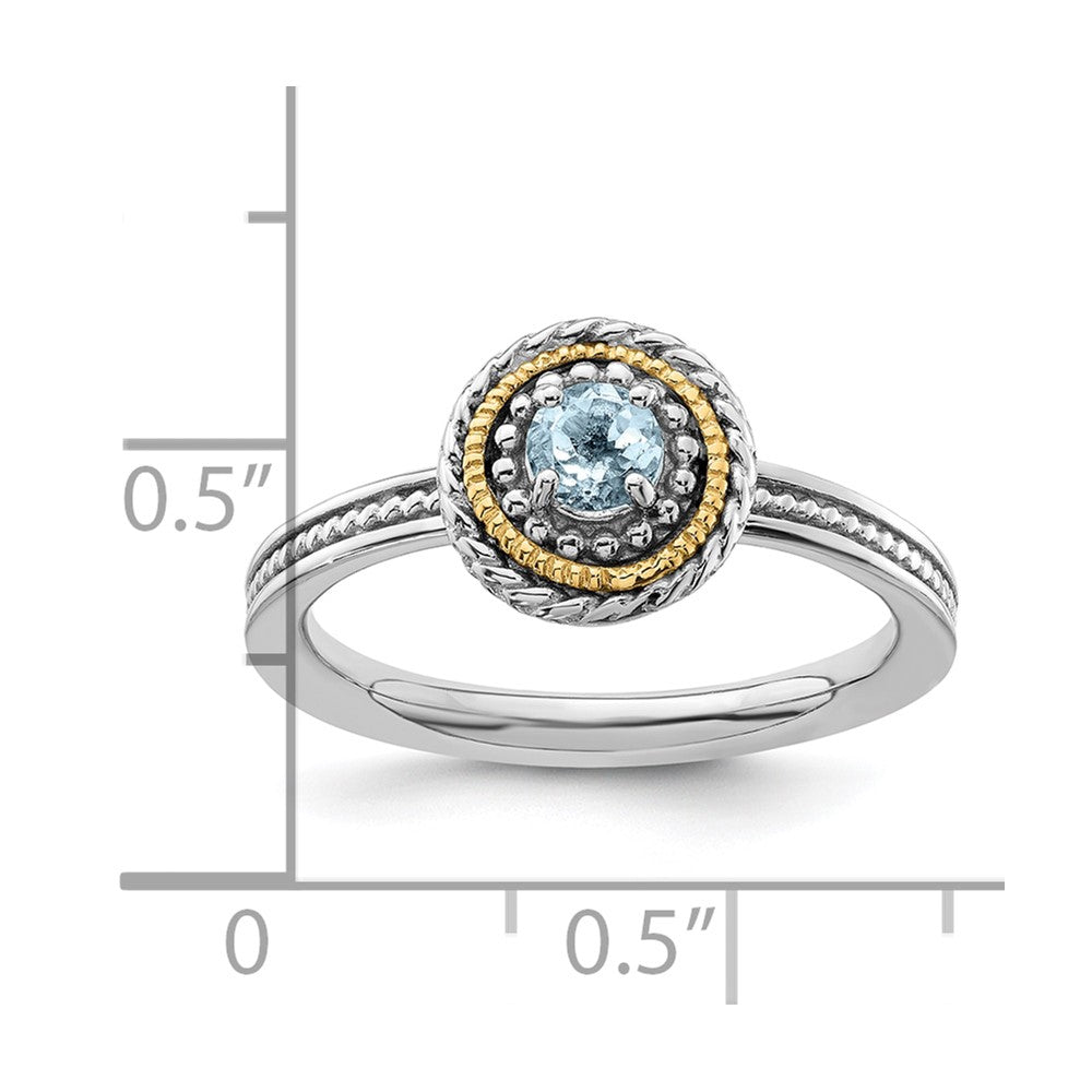 Sterling Silver & 14K Expressions Aquamarine Ring