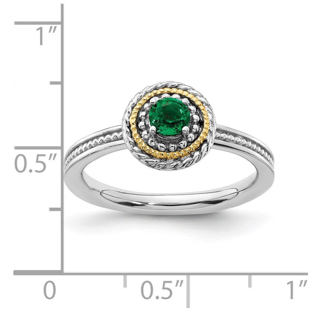 Sterling Silver & 14k Stackable Expressions Created Emerald Ring