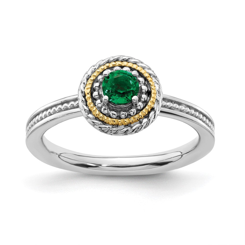 Sterling Silver & 14k Stackable Expressions Created Emerald Ring