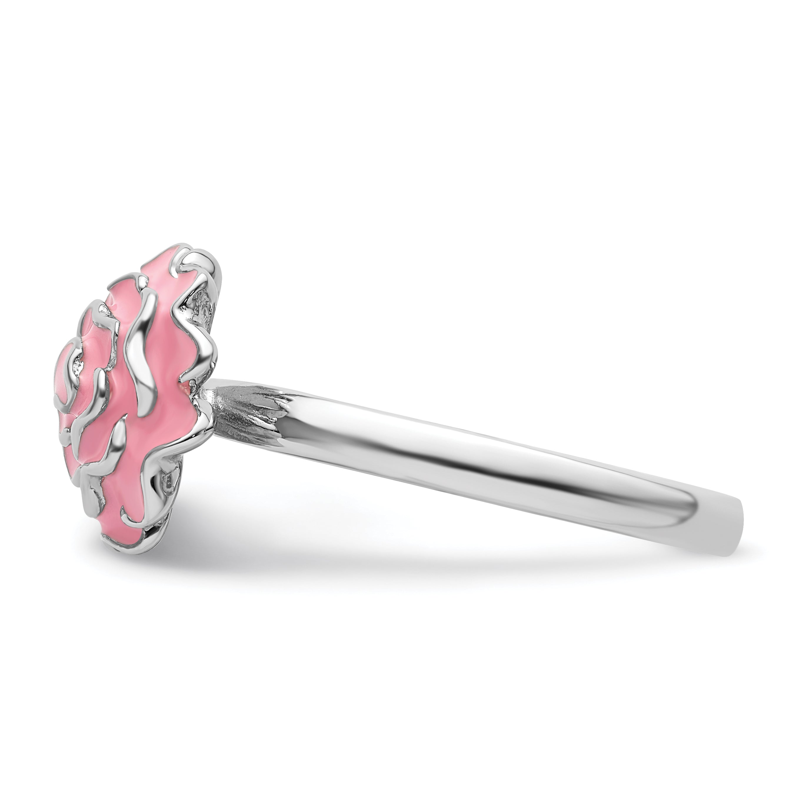 Sterling Silver Stackable Expressions Enameled Carnation Ring