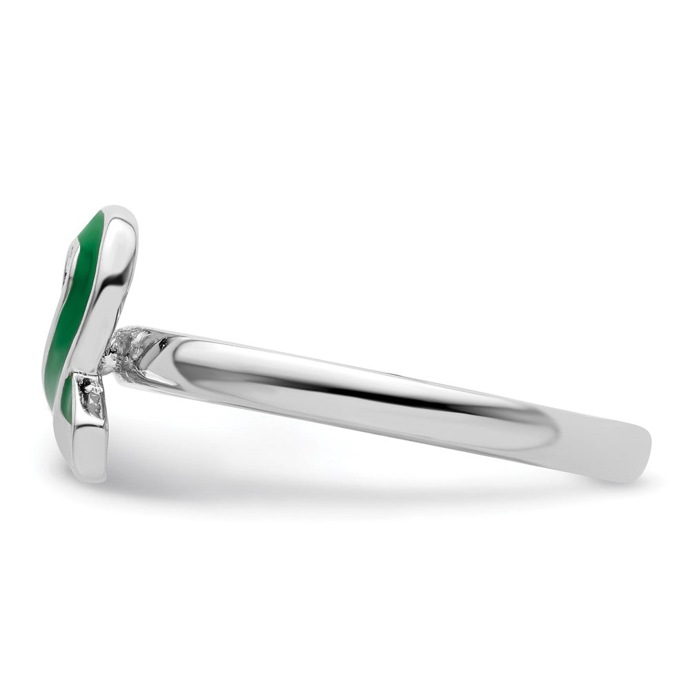 Sterling Silver Stackable Expressions Green Enameled Awareness Ribbon Ring