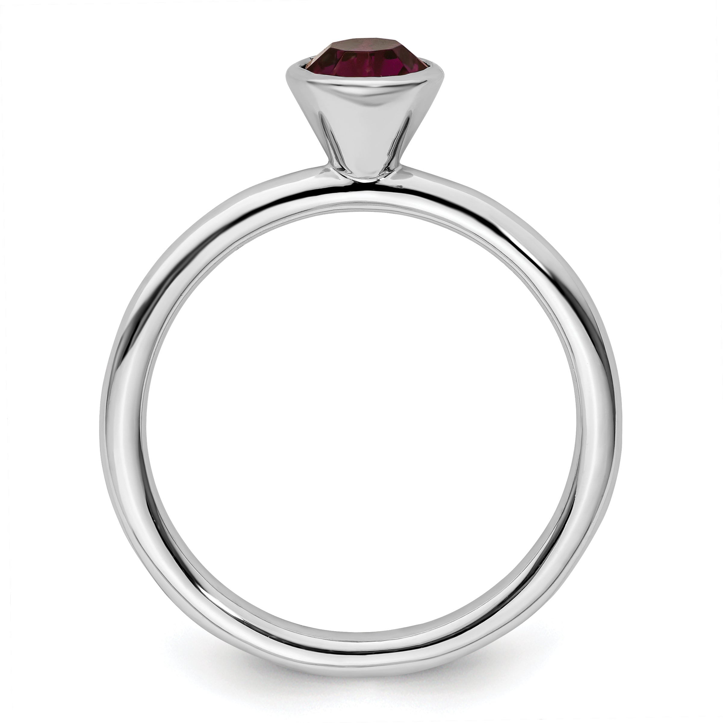 Sterling Silver Stackable Expressions High 5mm February Crystal Ring