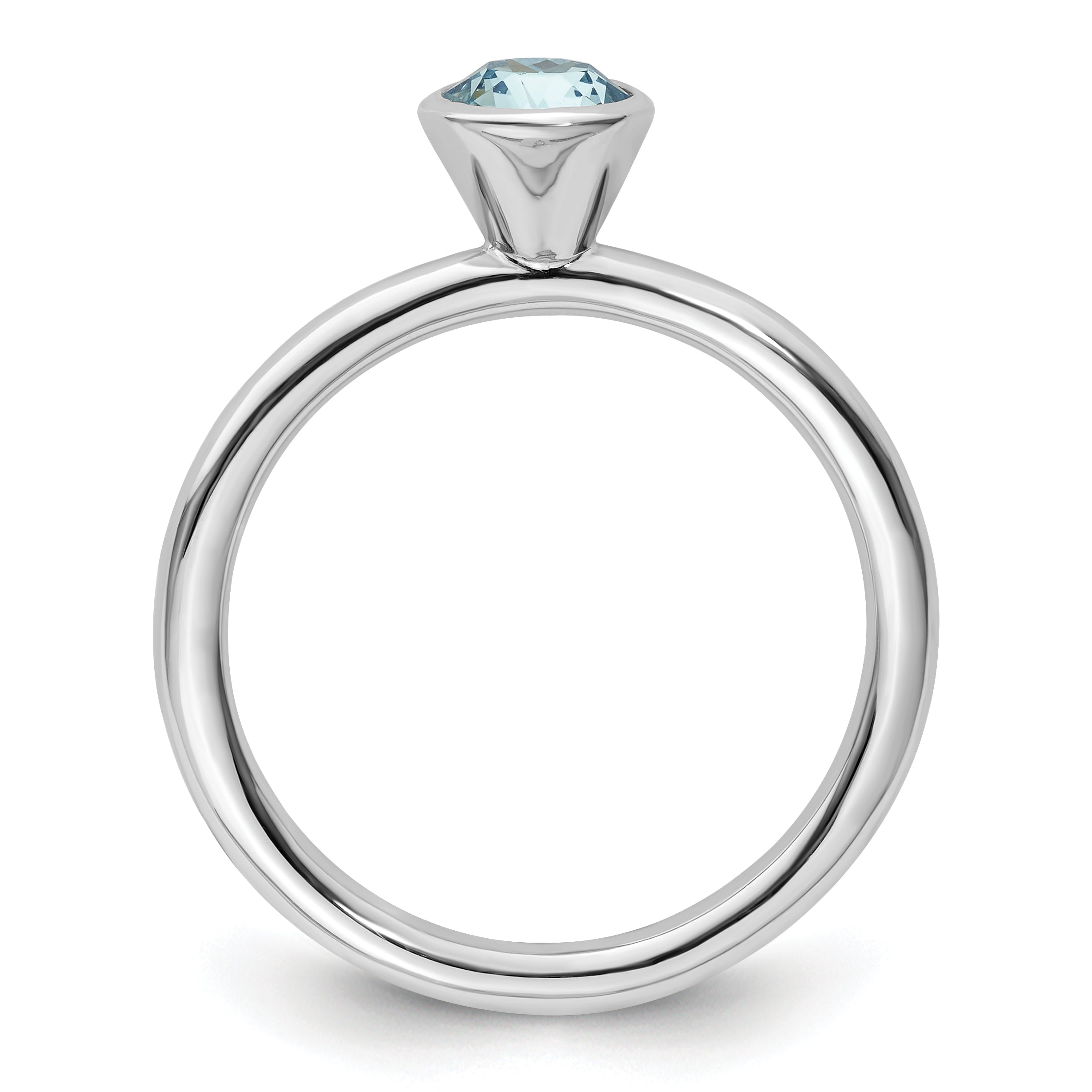 Sterling Silver Stackable Expressions High 5mm March Crystal Ring