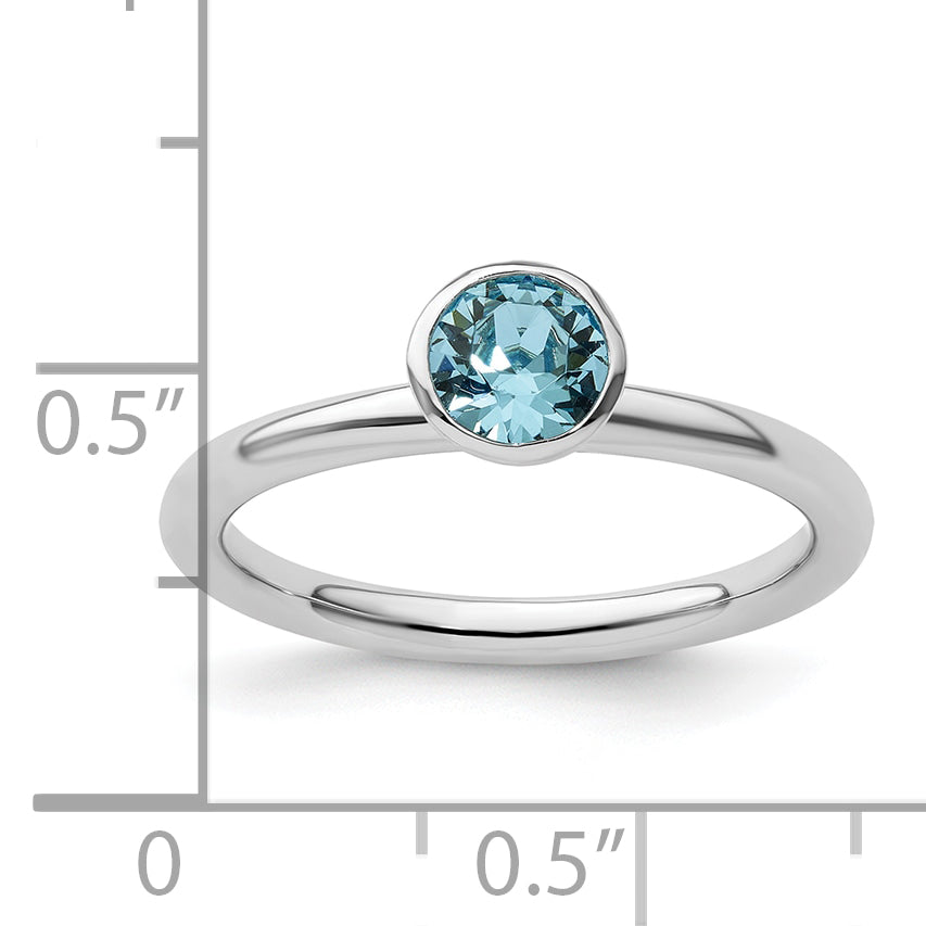 Sterling Silver Stackable Expressions High 5mm March Crystal Ring