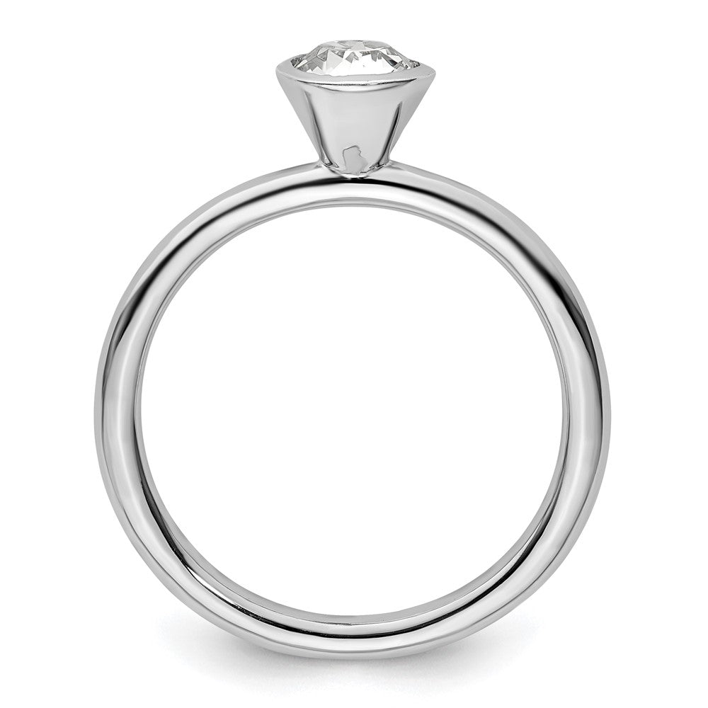 Sterling Silver Stackable Expressions High 5mm April Swarovski Ring