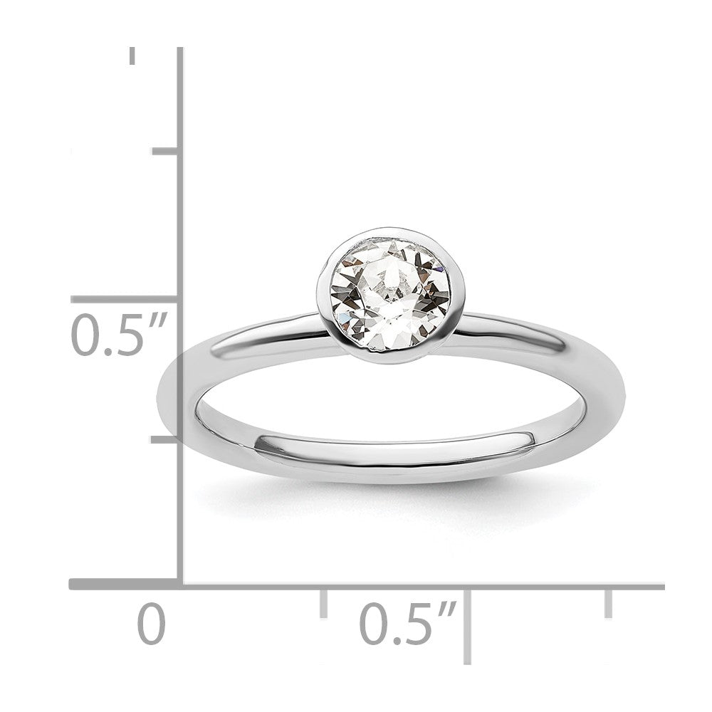 Sterling Silver Stackable Expressions High 5mm April Swarovski Ring