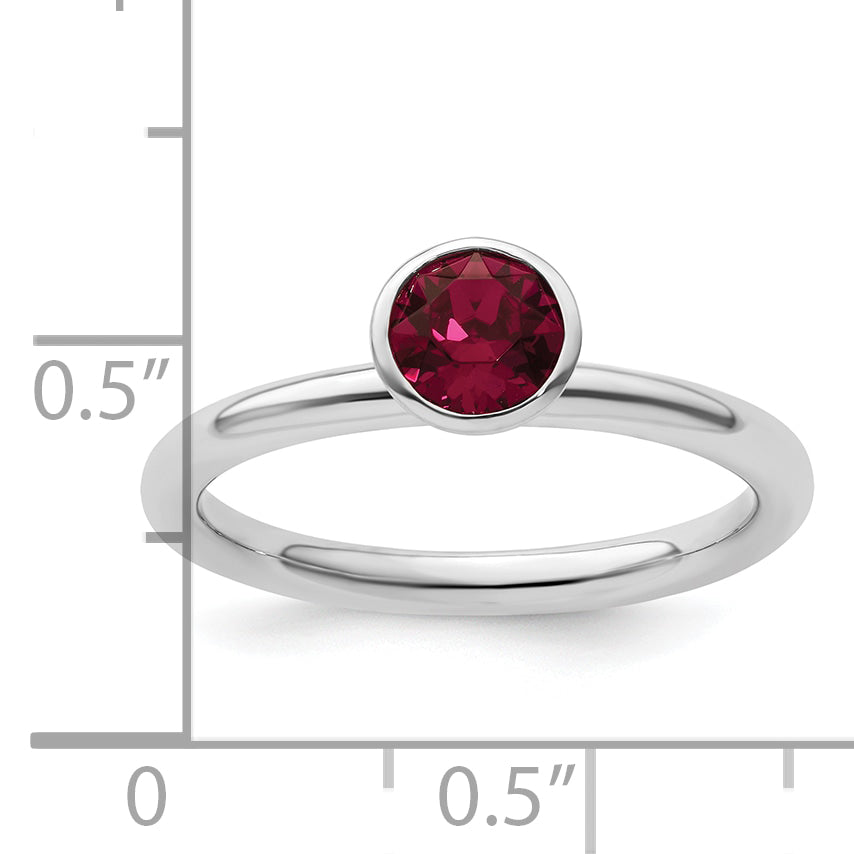 Sterling Silver Stackable Expressions High 5mm July Crystal Ring