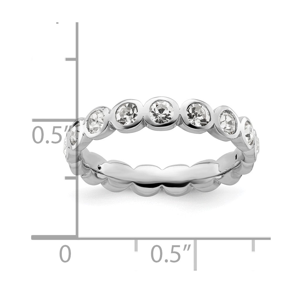 Sterling Silver Stackable Expressions April Swarovski Ring