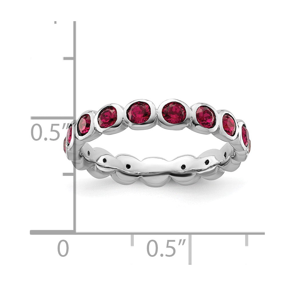 Sterling Silver Stackable Expressions July Swarovski Ring