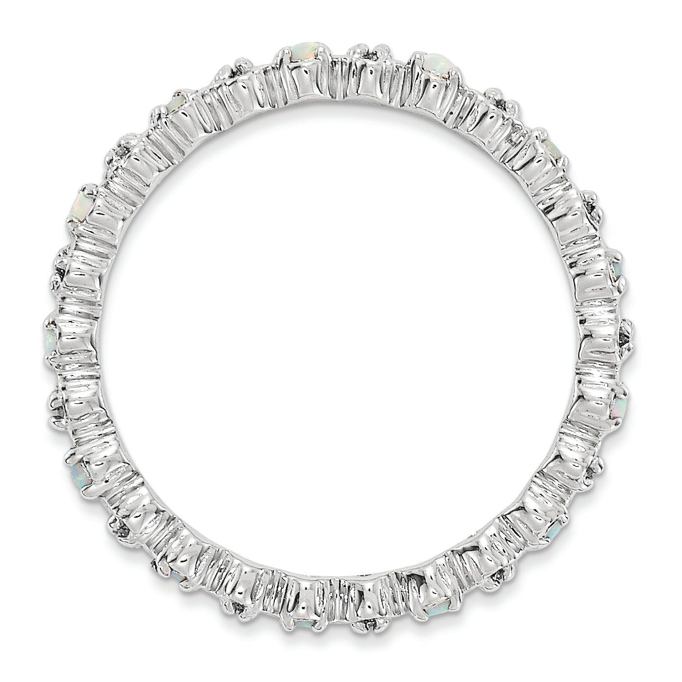 Sterling Silver Stackable Expressions Created Opal & Diamond Ring