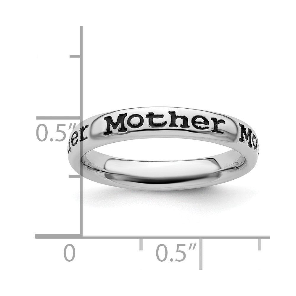 Sterling Silver Stackable Expressions Polished Enameled Mother Ring