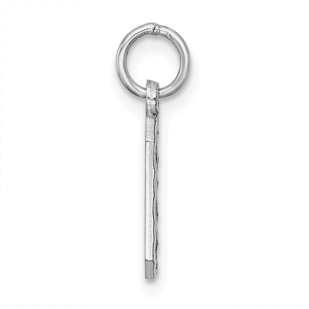 Sterling Silver Rhodium-plated Diamond-cut #0 Charm