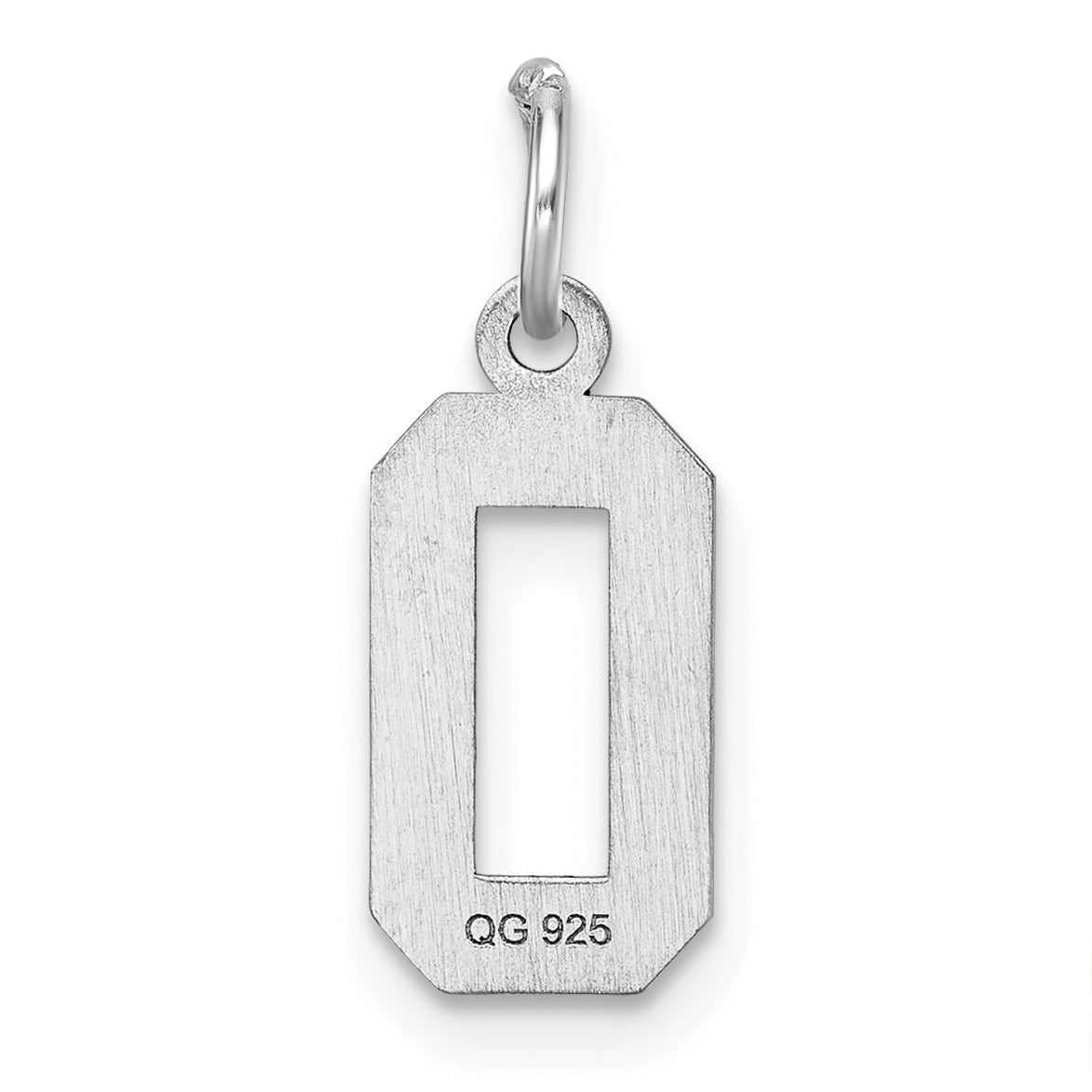 Sterling Silver Rhodium-plated Diamond-cut #0 Charm