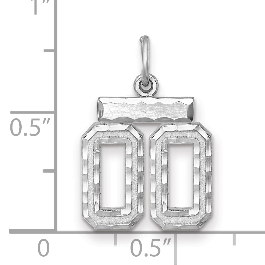 Sterling Silver Rhodium-plated Small Diamond-cut #00 Charm