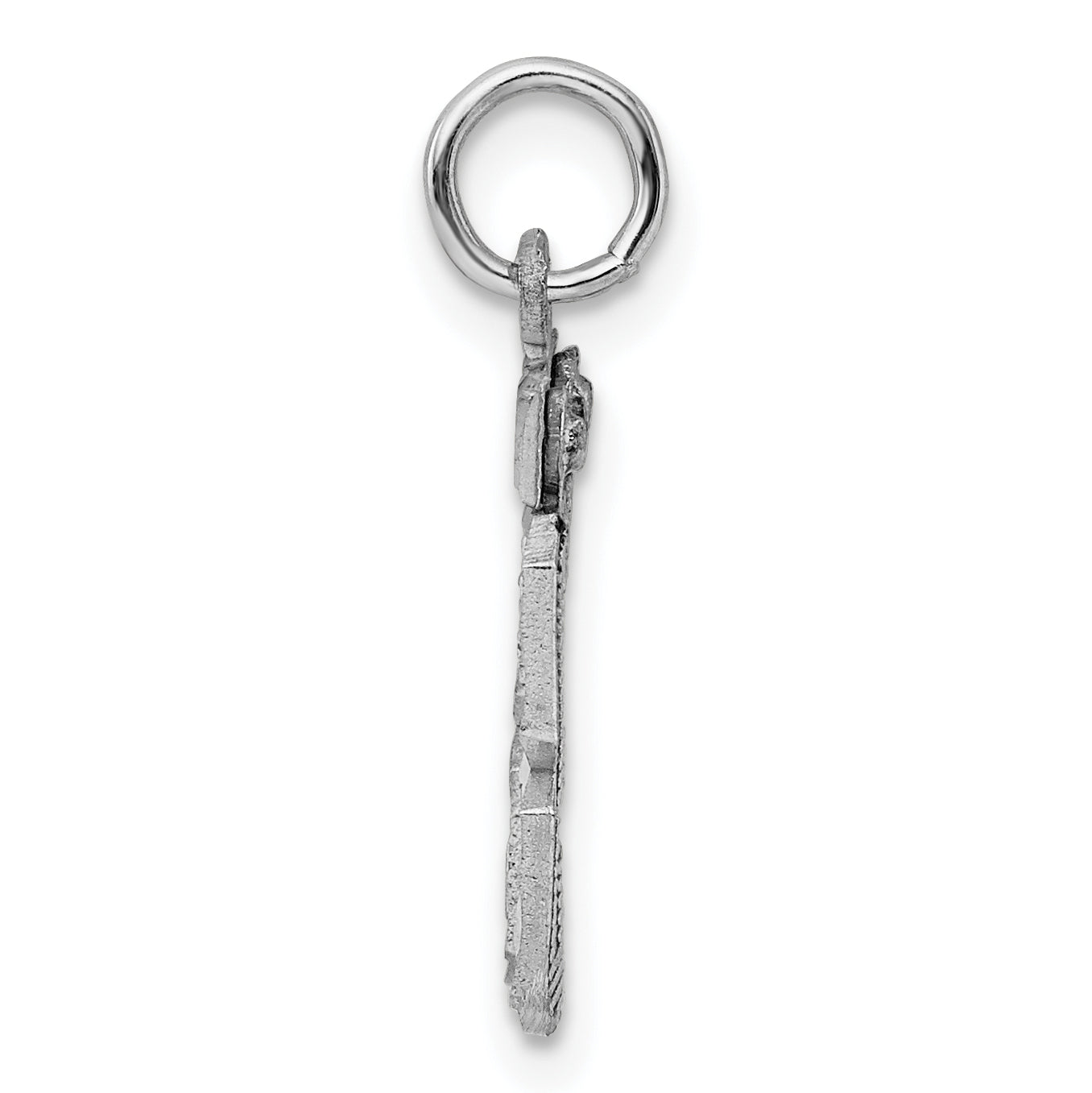 Sterling Silver Rhodium-plated Diamond-cut #33 Charm