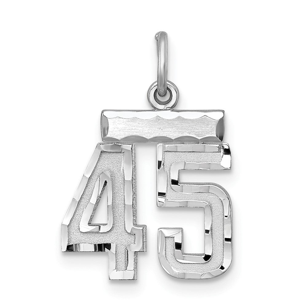 Sterling Silver Rhodium-plated Diamond-cut #45 Charm