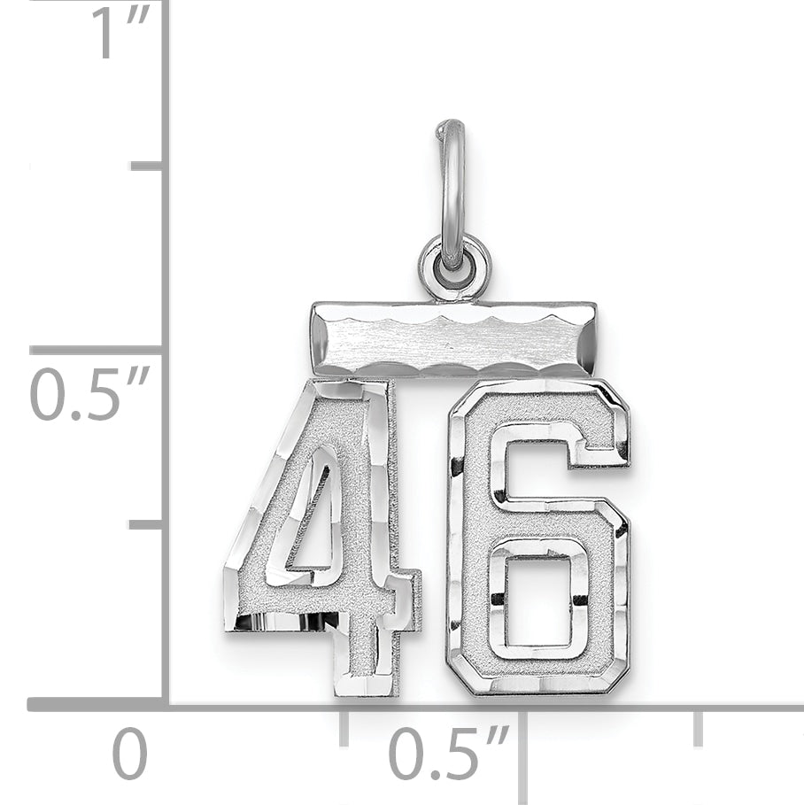Sterling Silver Rhodium-plated Diamond-cut #46 Charm