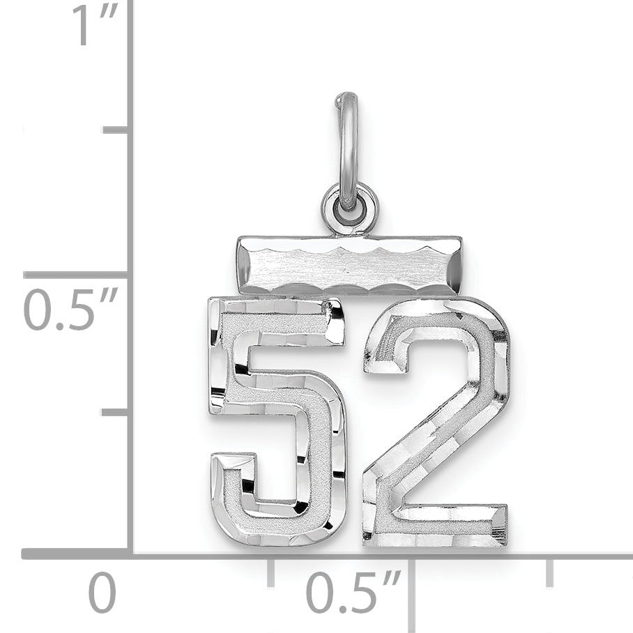 Sterling Silver Rhodium-plated Diamond-cut #52 Charm