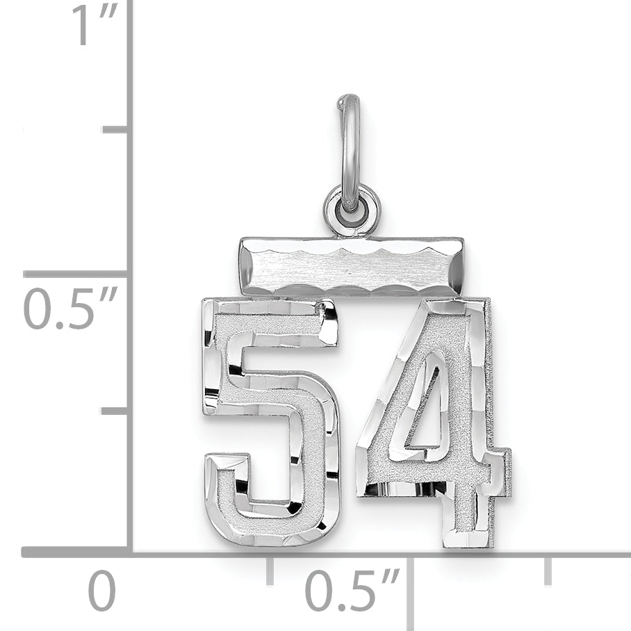 Sterling Silver Rhodium-plated Diamond-cut #54 Charm