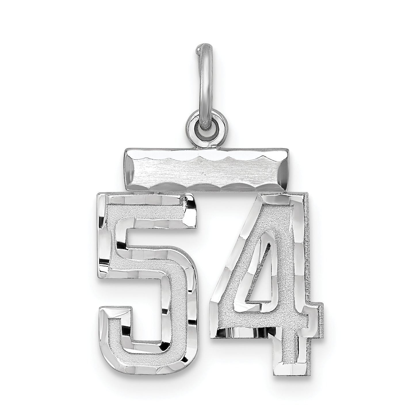 Sterling Silver Rhodium-plated Diamond-cut #54 Charm