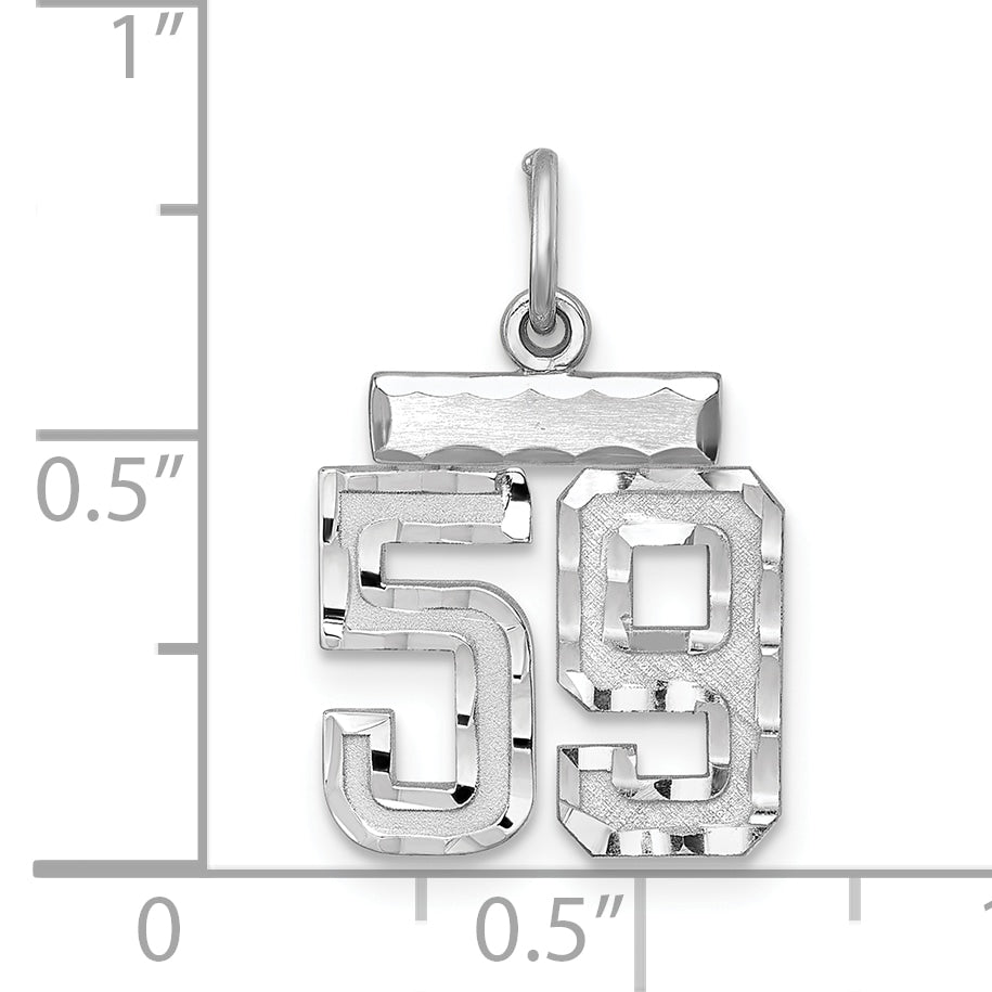 Sterling Silver Rhodium-plated Diamond-cut #59 Charm
