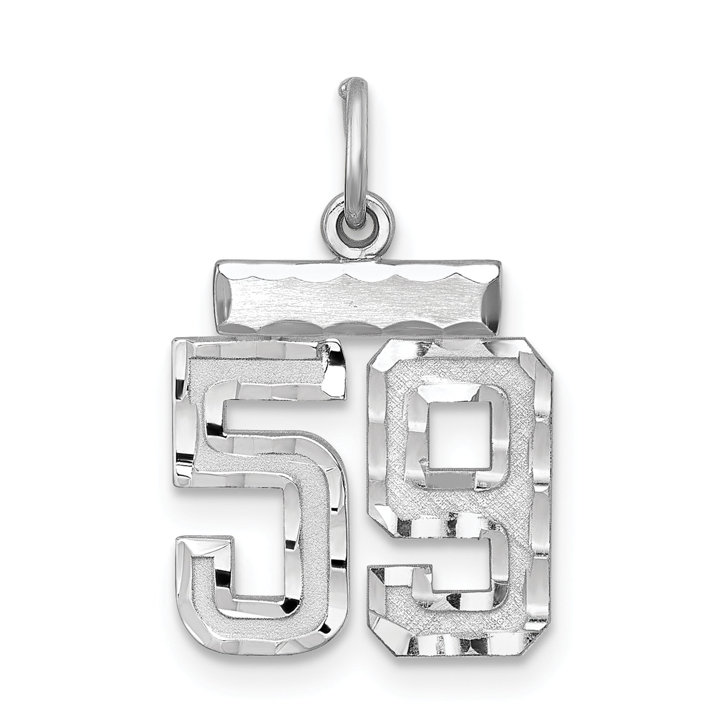 Sterling Silver Rhodium-plated Diamond-cut #59 Charm