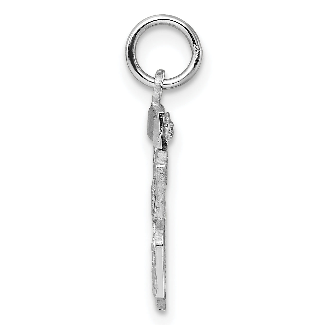 Sterling Silver Rhodium-plated Diamond-cut #68 Charm