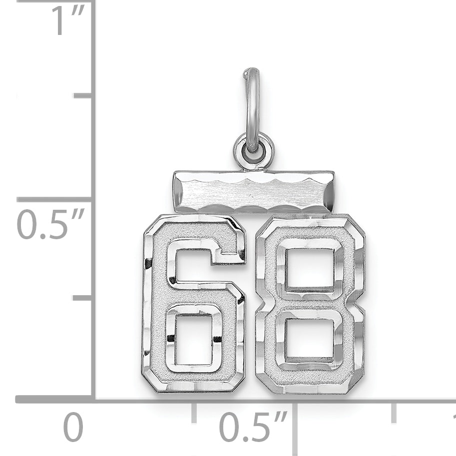 Sterling Silver Rhodium-plated Diamond-cut #68 Charm