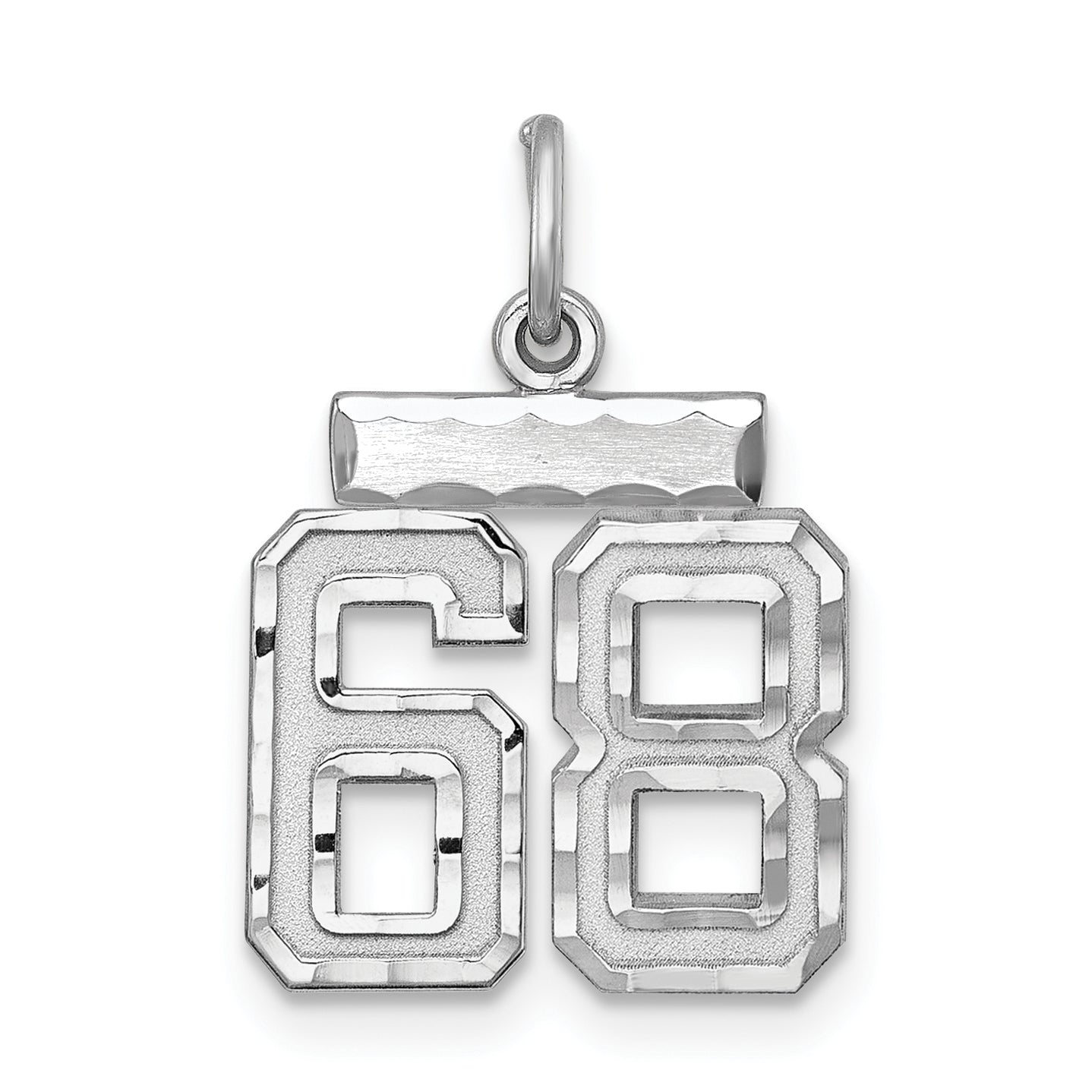 Sterling Silver Rhodium-plated Diamond-cut #68 Charm