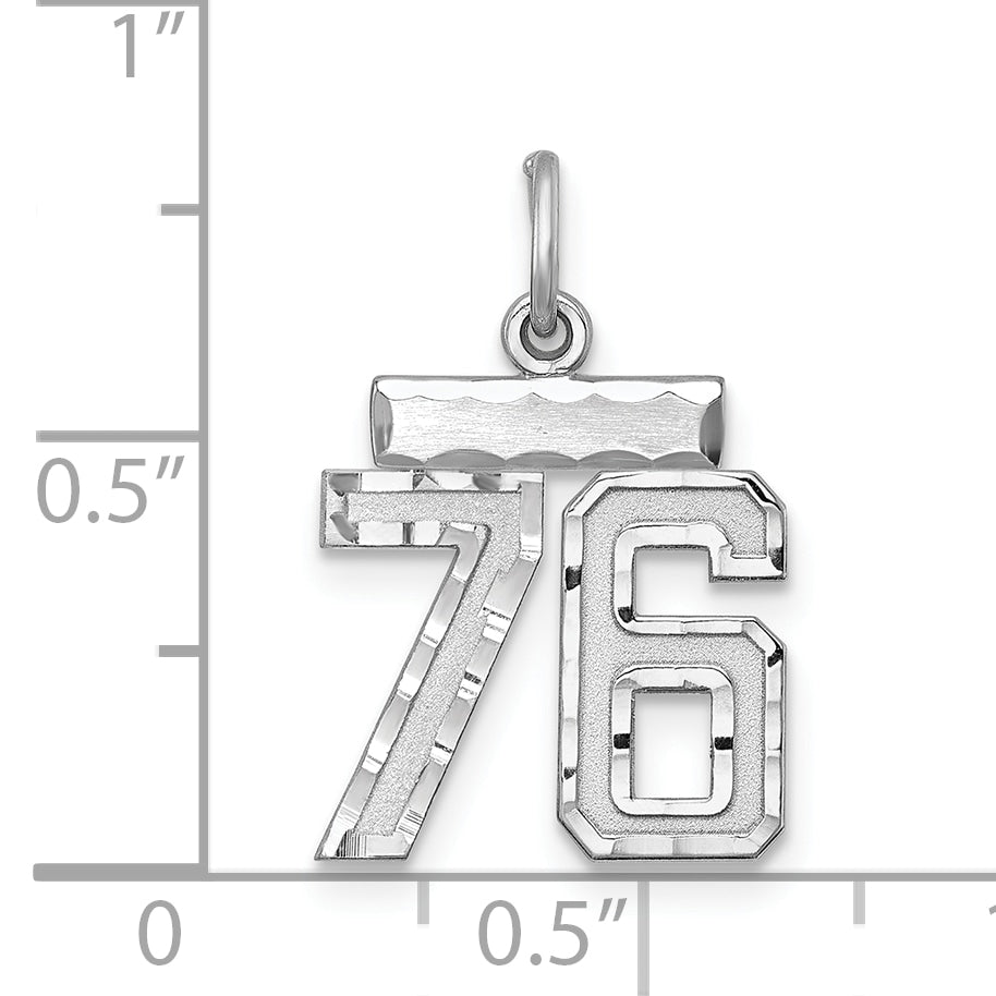 Sterling Silver Rhodium-plated Diamond-cut #76 Charm