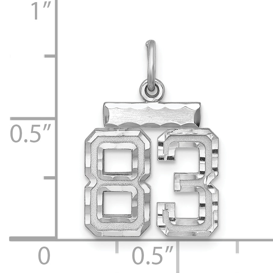 Sterling Silver Rhodium-plated Diamond-cut #83 Charm