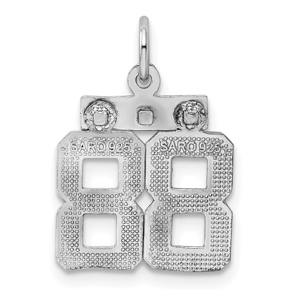 Sterling Silver Rhodium-plated Diamond-cut #88 Charm