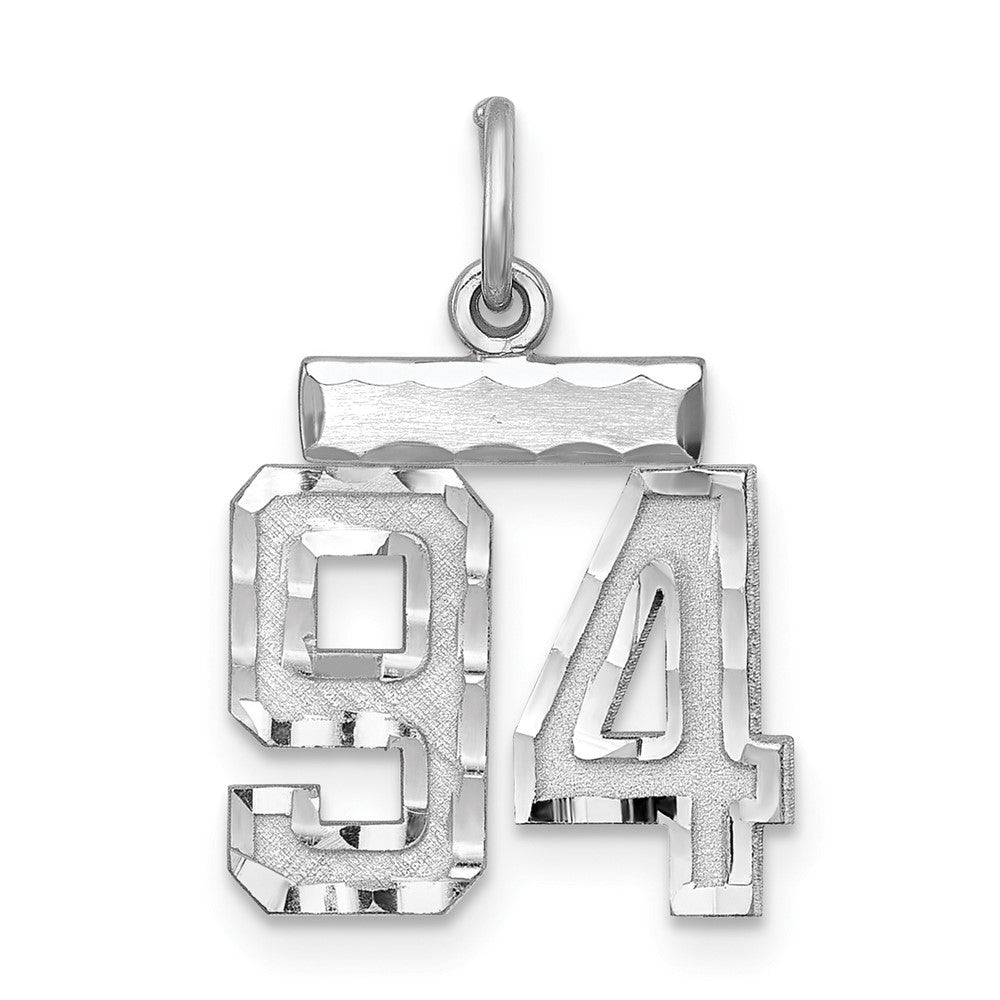 Sterling Silver Rhodium-plated Diamond-cut #94 Charm
