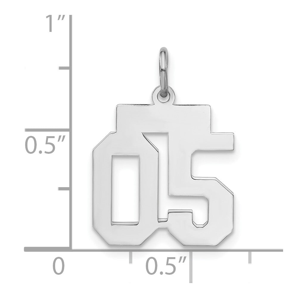 Sterling Silver Small Polished Number 05 W/Top Charm