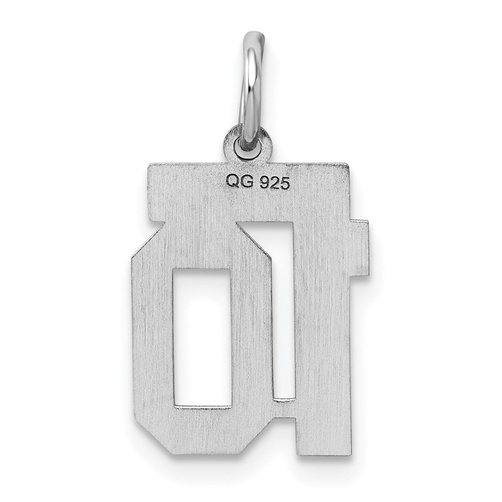 Sterling Silver/Rhodium-plated Polished Number 10 Charm