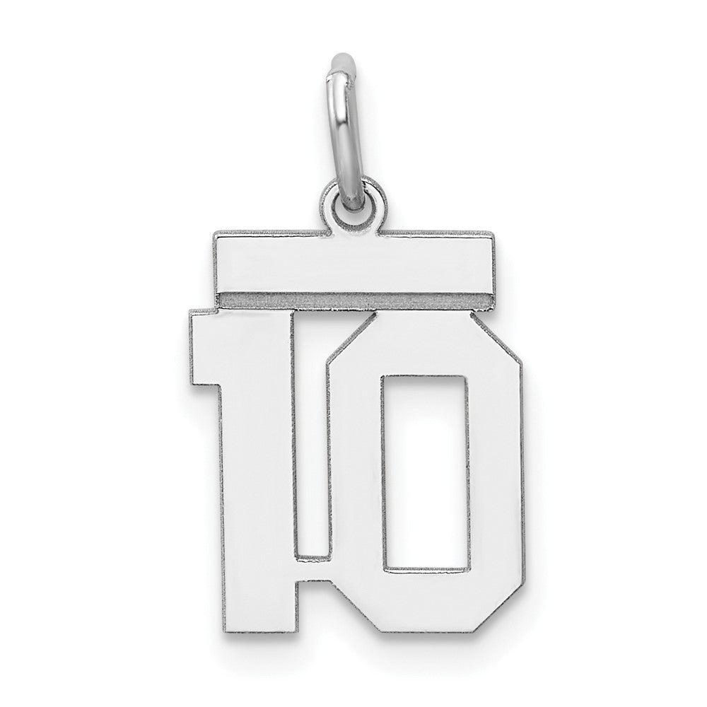 Sterling Silver/Rhodium-plated Polished Number 10 Charm