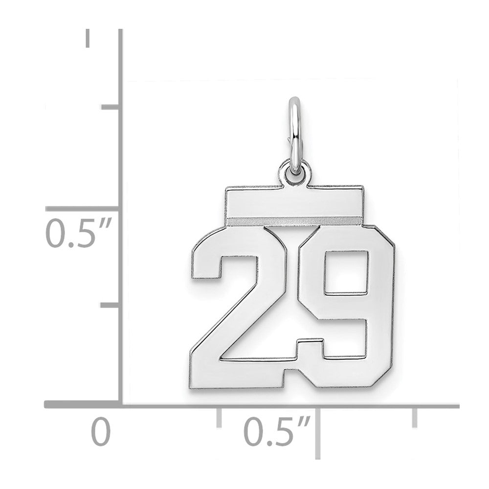 Sterling Silver/Rhodium-plated Polished Number 29 Charm