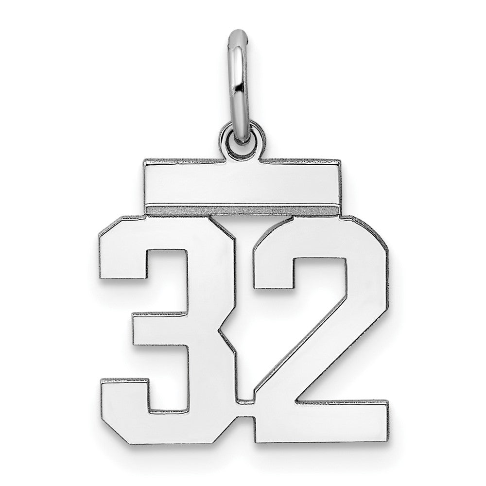 Sterling Silver/Rhodium-plated Polished Number 32 Charm