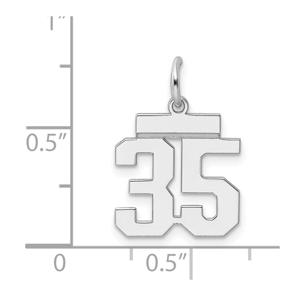 Sterling Silver/Rhodium-plated Polished Number 35 Charm
