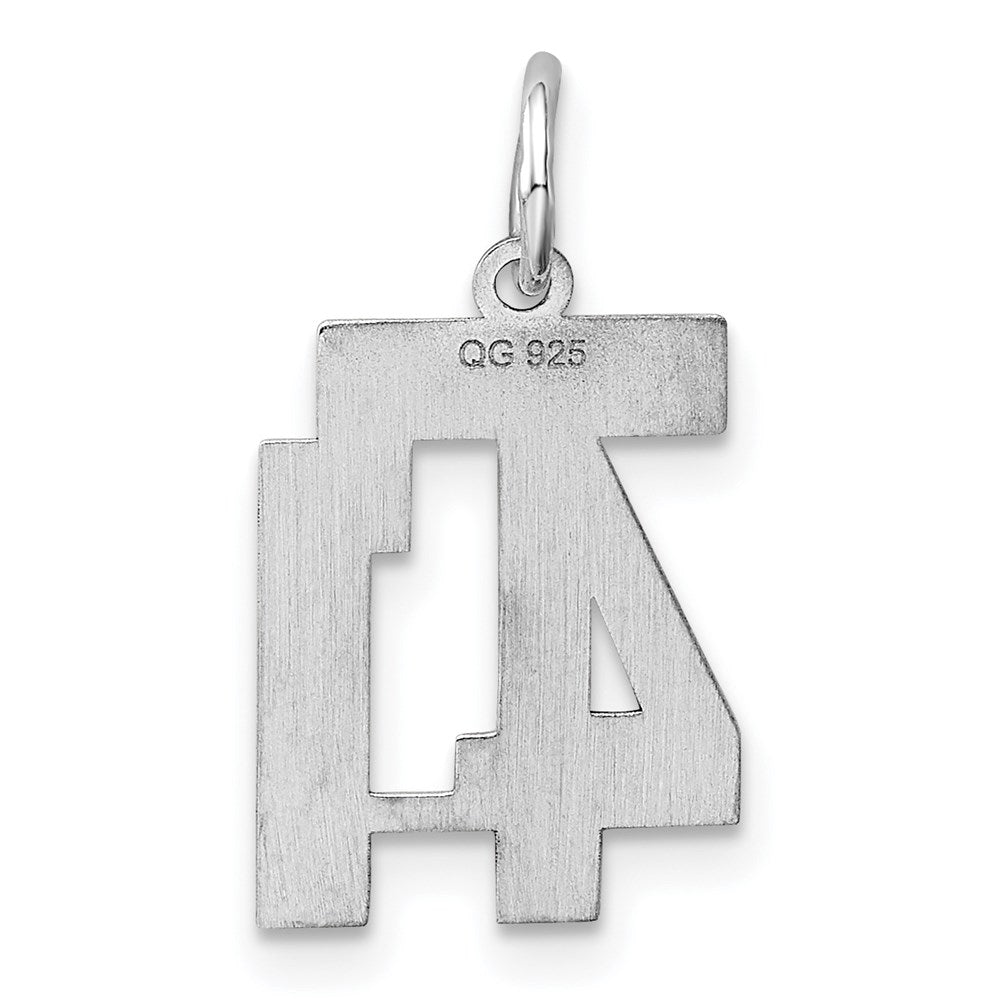 Sterling Silver/Rhodium-plated Polished Number 41 Charm