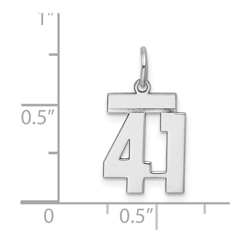 Sterling Silver/Rhodium-plated Polished Number 41 Charm