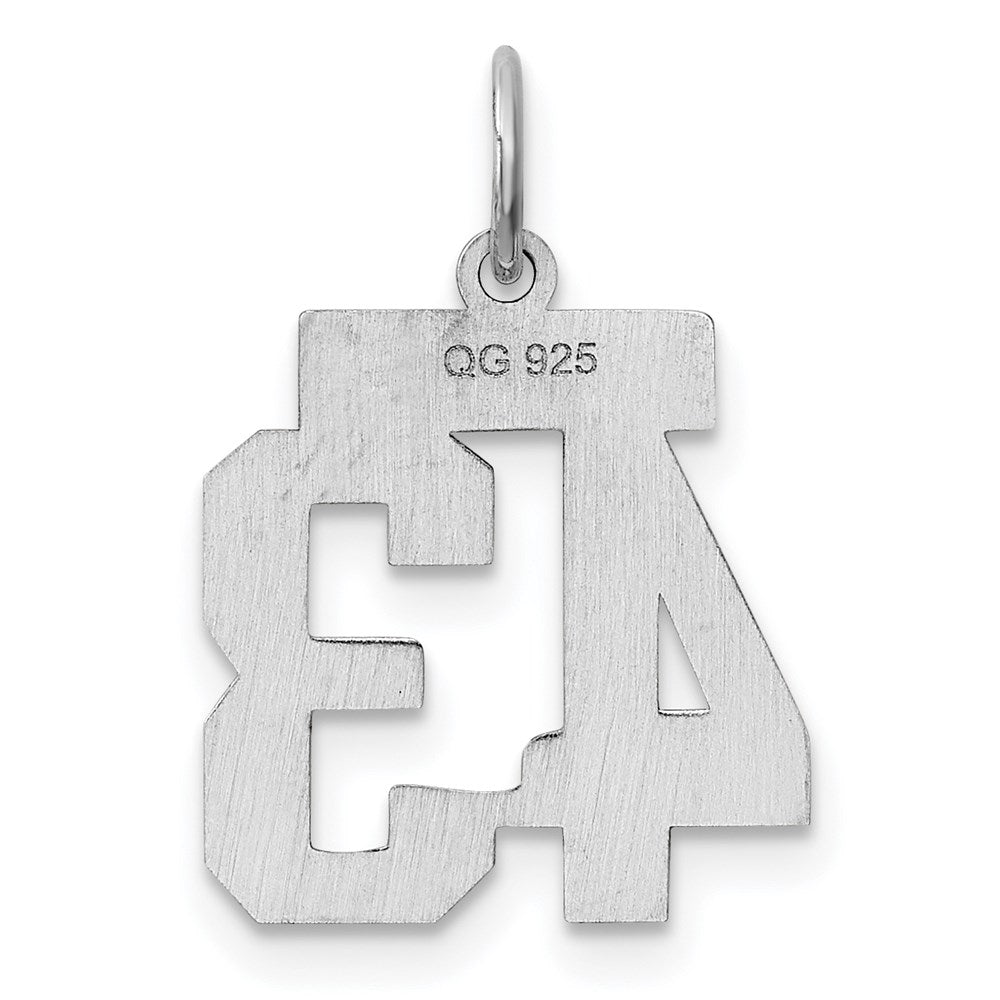 Sterling Silver/Rhodium-plated Polished Number 43 Charm